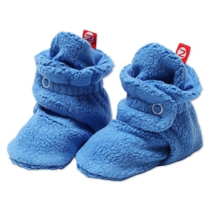 Zutano fuzzy baby booties in blue with
