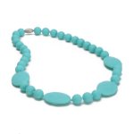 Chewbeads brand necklace safe for babies to put in mouth in turquoise blue