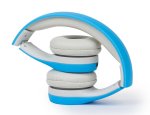 Kidz Gear Wired headphones for toddlers and kids in blue shown folded up