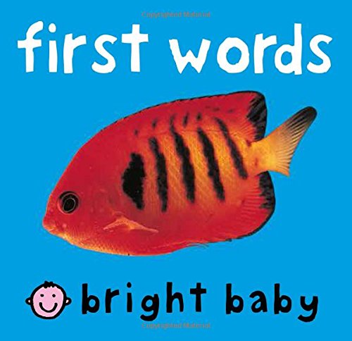 Bright Baby First Words board book cover by Roger Priddy showing an orange fish on a turquoise background