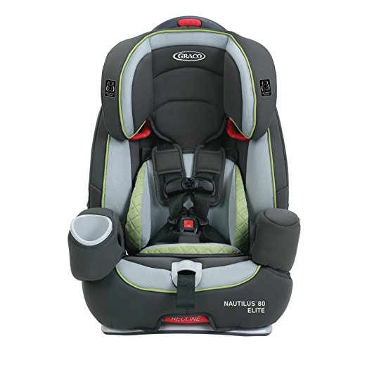 Graco Nautilus 80 Elite 3 in 1 booster seat shown from front in smallest configuration 5 point harness mode