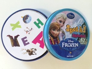 Frozen alphabet edition of Spot It card game