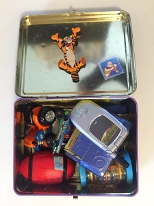 Hulk metal lunch box packed with small toys