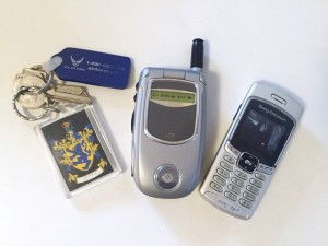 Old cell phones as toys and key ring