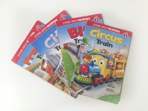 Circus Train, Big Train, City Train, and Freight Train from Stone Arch easy readers level one series
