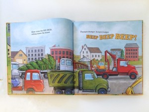 One of the page spreads inside Little Excavator by Anna Dewdney