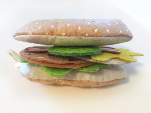 Subway grinder sandwich made from felt pieces of Melissa and Doug sandwich set