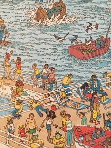 A close up from one of the scenes of Where's Waldo