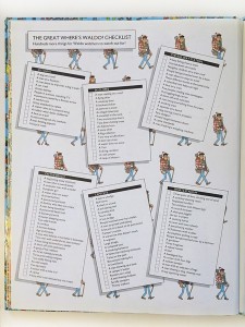 Where's Waldo checklist at the end of the book of more things to find on each page