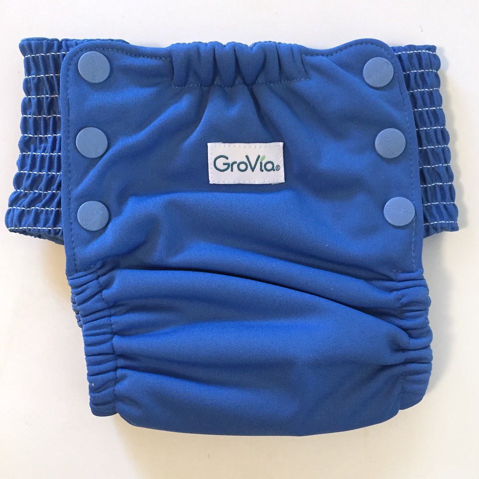 GroVia my choice trainer potty training cloth pants in topaz blue color with elastic sides and optional snaps