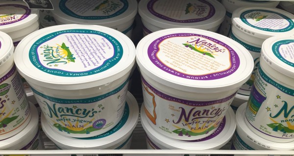 Nancy's lowfat yogurt in 64 ounce bucket containers