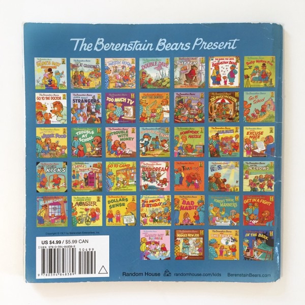 Back cover of Berenstain Bears picture book featuring cover images from lots of series titles