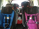 Convertible and booster car seats four installed two per row