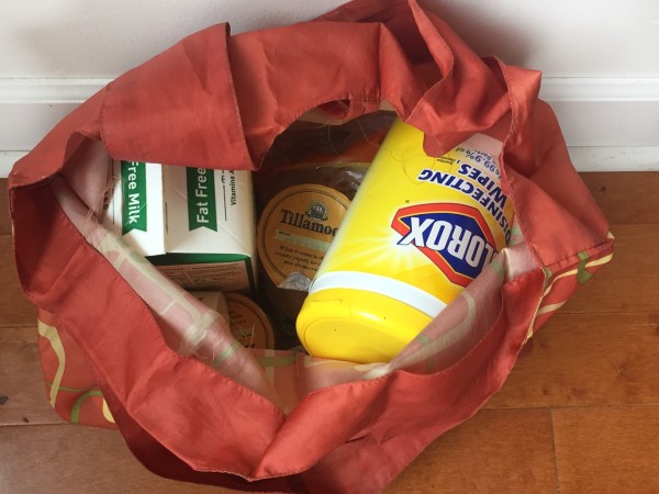 Inside an Envirosax bag loaded with groceries