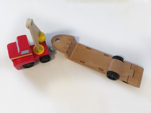 Melissa and Doug car loader front and construction vehicle flatbed won't connect