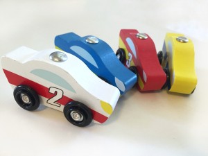 cars from Melissa and Doug wooden car loader set