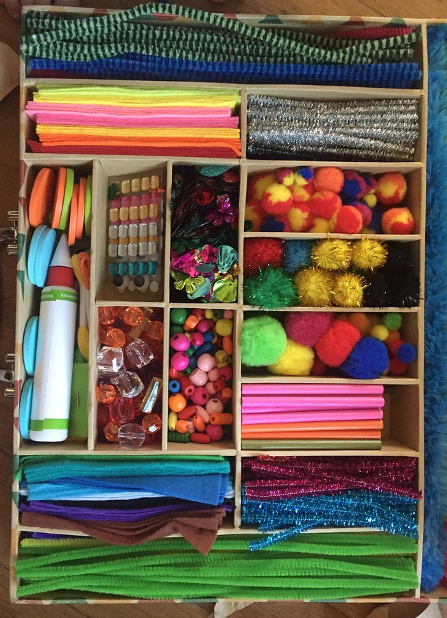 Kid Made Modern Art Kit crazy crafts case art supplies sorted into suitcase with compartments