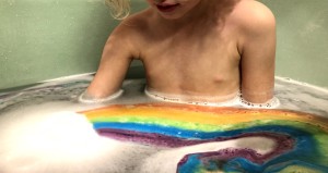 Bella Grace Bath Company rainbow bath fizzy colors in bath water