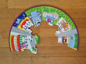 Inner ring of Infantino When I Grow Up puzzle partially assembled