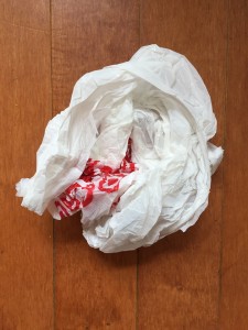 Scrunched up plastic shopping bag from Target