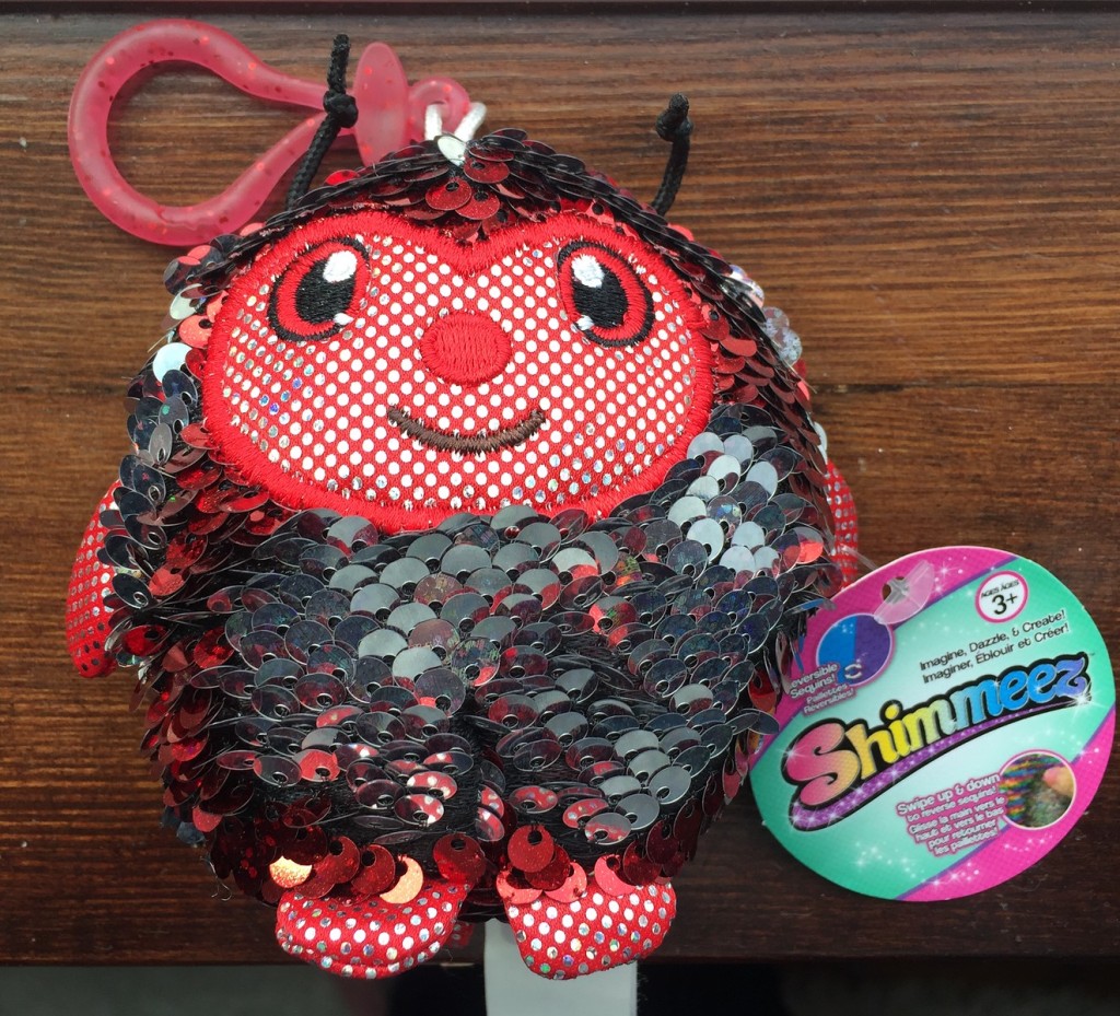 Mini clip on Shimmeez in red and silver reversible sequins ladybug stuffed animal