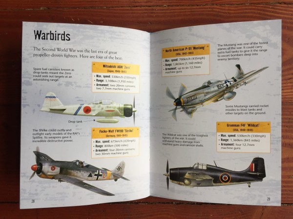 Warbirds page spread from Fighter Planes book by Henry Book from Usborne