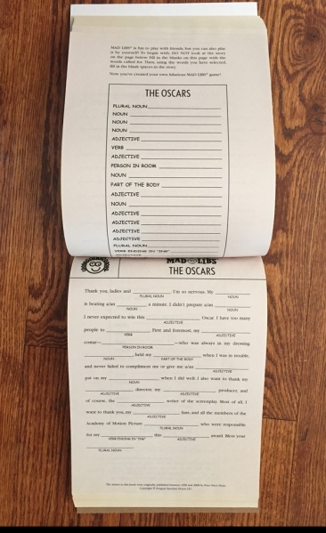 Mad Libs Best of 50 years story sheet pages blank The Oscars
