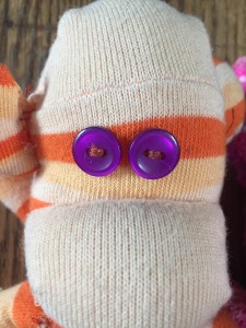 Sock monkey button eyes homemade stuffed animal