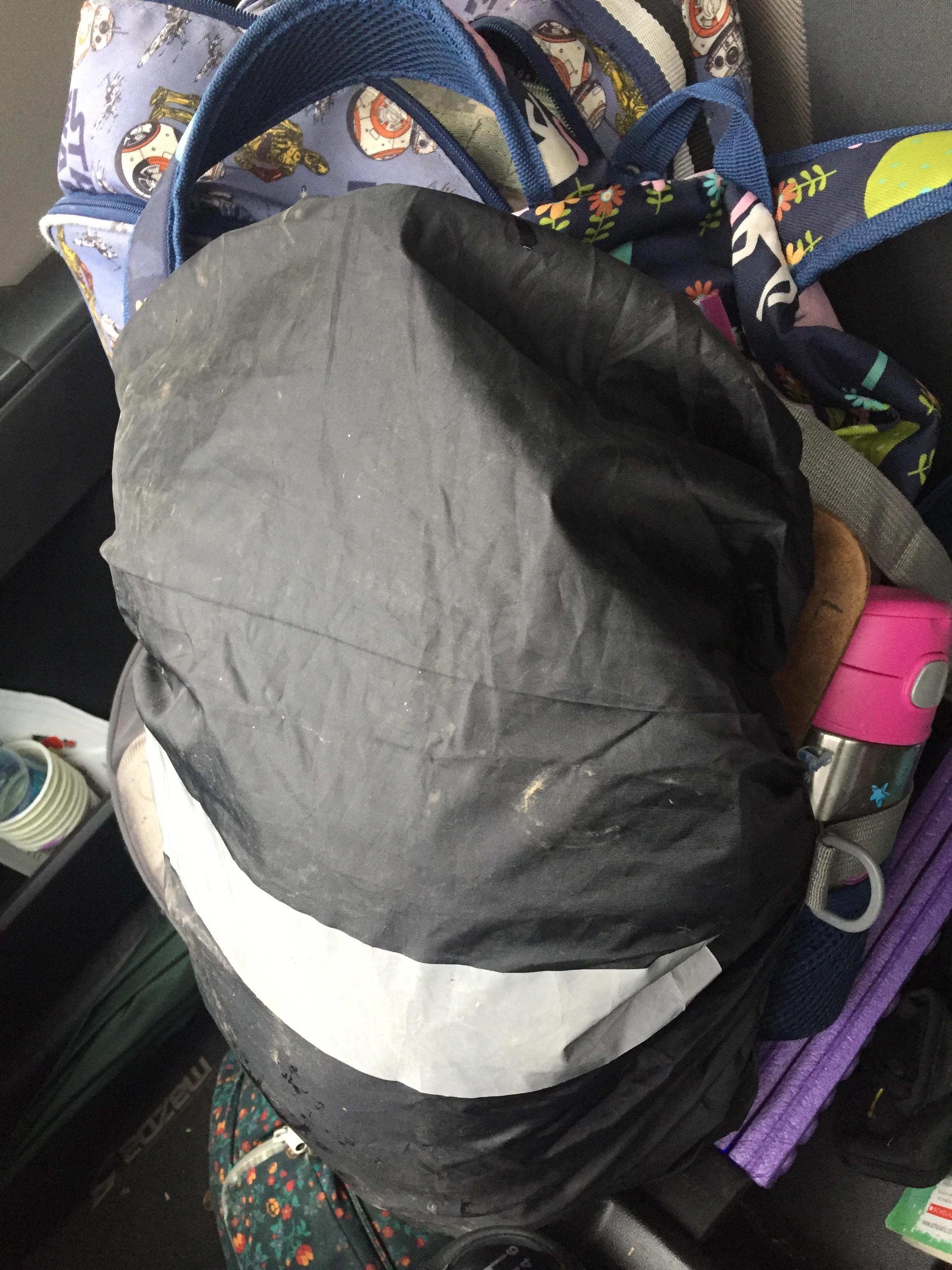 Black ZM-Sports Backpack Rain cover over child's backpack