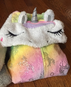 Saint Eve blanket sleeper for big kids in unicorn pattern fuzzy fleece pajamas