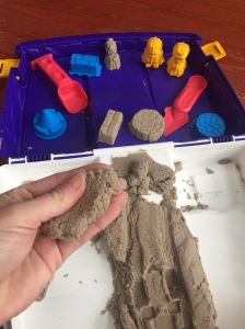 Kinetic Sand Folding Sand Box set with two pounds of sand, tools, and mold