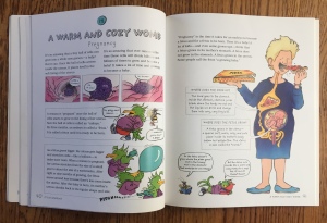 Pregnancy warm and cozy womb pages from It's So Amazing sex education book for seven to ten year old kids