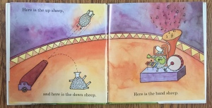 Where Is the Green Sheep? book by Mem Fox page spread circus band playing
