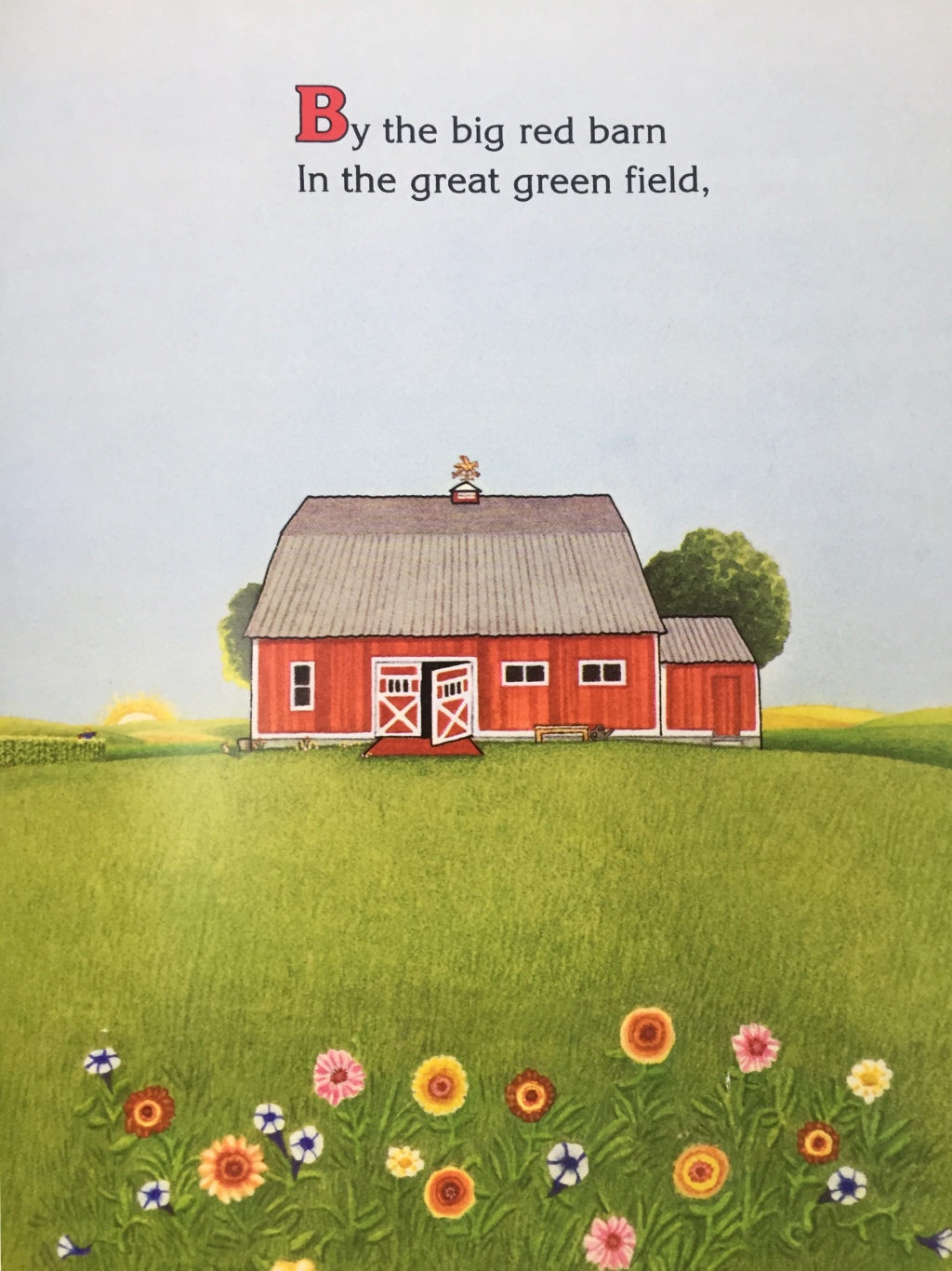 First page of Big Red Barn picture book by Margaret Wise Brown