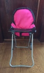 Mommy and Me doll high chair in hot pink and black