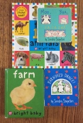 Farm themed board books for kids First 100 Animals Moo, Baa, La La La, Bright Baby Farm, Barnyard Dance!